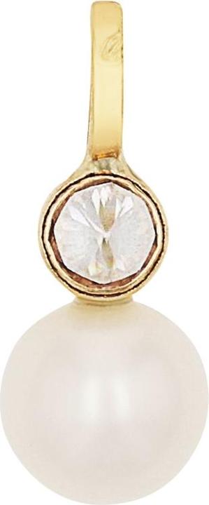 Actual product image Amor pendant for ladies, gold 375, synthesised zirconia, cultured freshwater pearl (Gold 375, 9 ct)