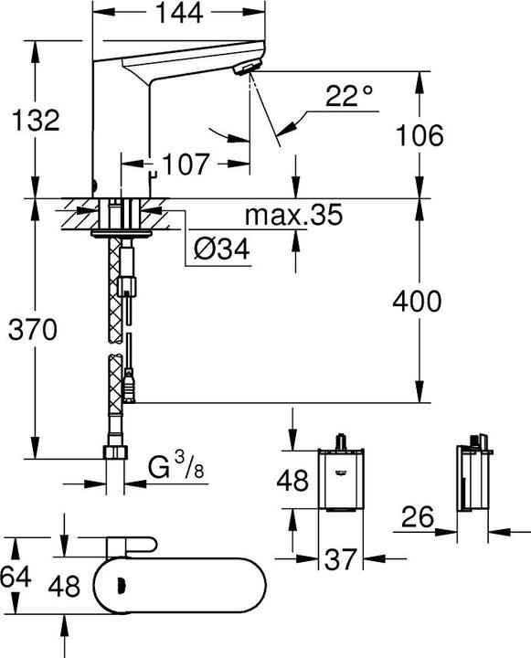 Actual product image Grohe Get infrared electronics for washbasin with mixture