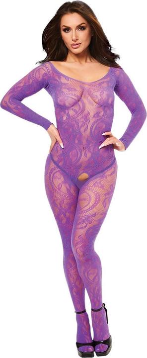 Actual product image Baci XGEN Longsleeve Crotchless Bodystocking - Purple (One Size UK 2-14) - Provocative and Seductive Crot (One size)