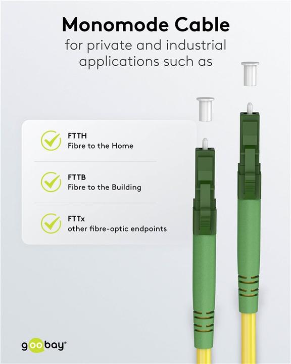 Immagine prodotto Goobay Cavo in fibra ottica FTTH, monomodale OS2 Giallo, Giallo Simplex, 25 m (S/UTP, CAT6, 25 m)