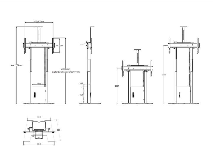 Actual product image Multibrackets Stand electr, -100", max 120 kg, white (90", 120 kg)