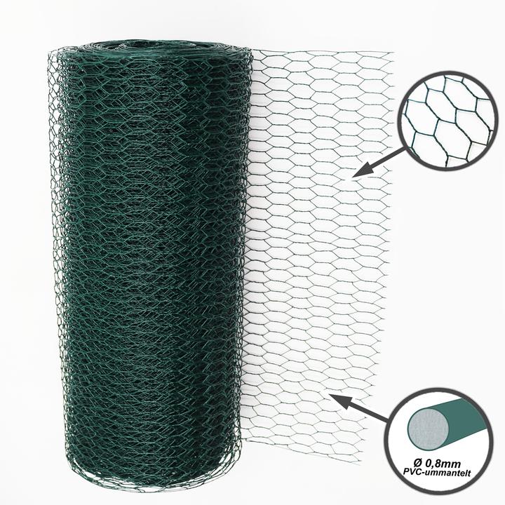 Produktbild Aquagart 120m Sechseckgeflecht Hühnerzaun Kaninchendraht Hasengitter grün Hasendraht 50cm