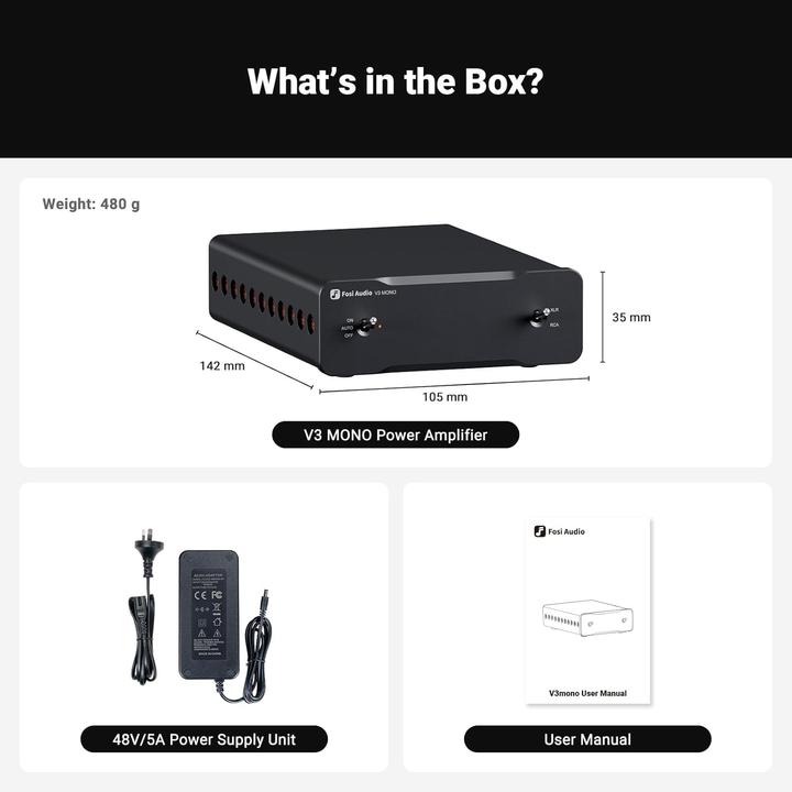 Actual product image Fosi Audio V3 Mono 48V5A (Power amplifier)