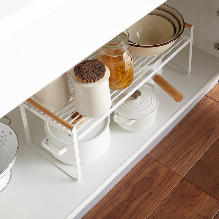 Image du produit Yamazaki Étagère de cuisine avec poignées en bois TOSCA