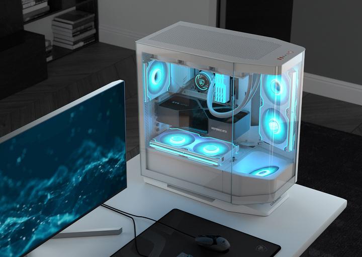 Produktbild Cougar Boitier Moyen Tour E-ATX FV270 RGB avec panneaux vitrés (Blanc) (mATX, Mini-ITX, ATX, SSI CEB)