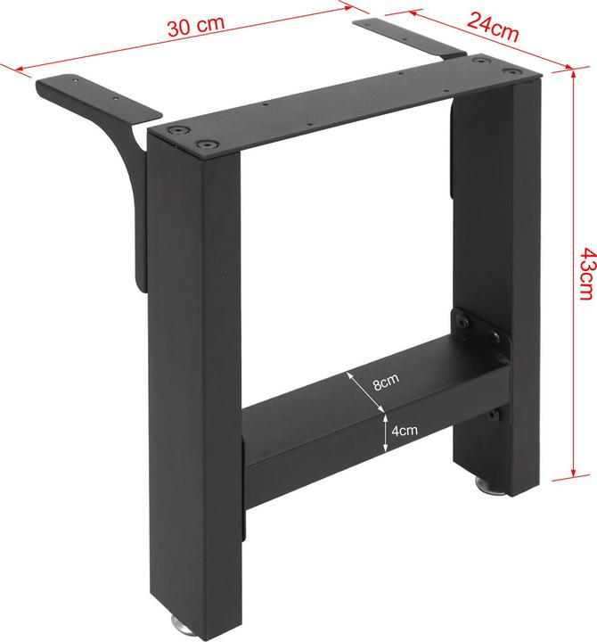 Image du produit Wiltec Pied de Banc d’assise Profil carré 30x43cm Noir Revêtement par poudre Piètement de Banquette Meuble