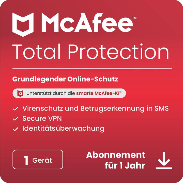 McAfee Total Protection - 1 Gerät (1 Utente, 1 Dispositivi/Utenti, 12 mesi)