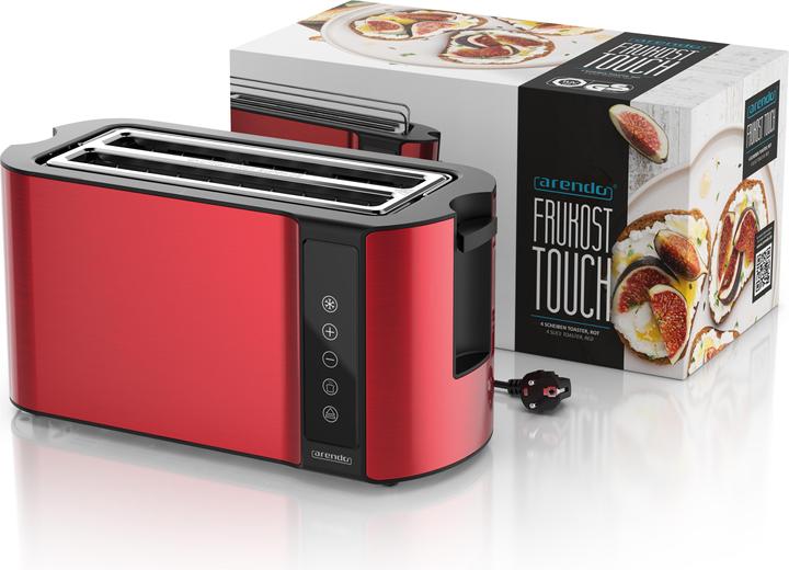 Produktbild Arendo Toaster Edelstahl 4 Scheiben Langschlitz, Brötchenaufsatz, Display mit Restzeitanzeige, Touchpanel