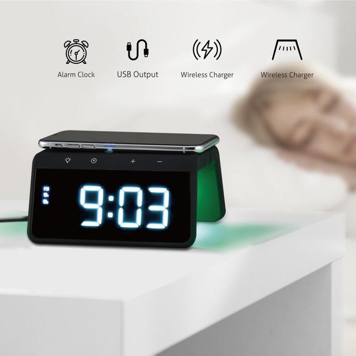 Actual product image Evelatus Wireless Charging Clock