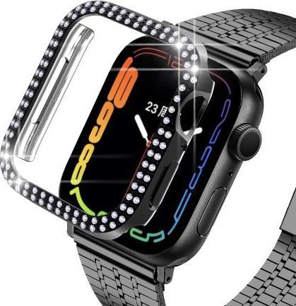 Actual product image Cover-Discount Apple Watch 45mm - glitter rhinestones protective case black