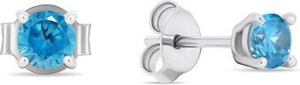 Brilio Silver - Silver stud earrings with lightue zircons EA598WLB