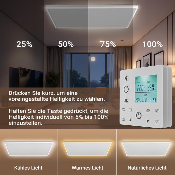 Produktbild Wiltec Infrarot Deckenheizung 660W 108x63x3,5cm Infrarotheizung LED Heizung (660 W)