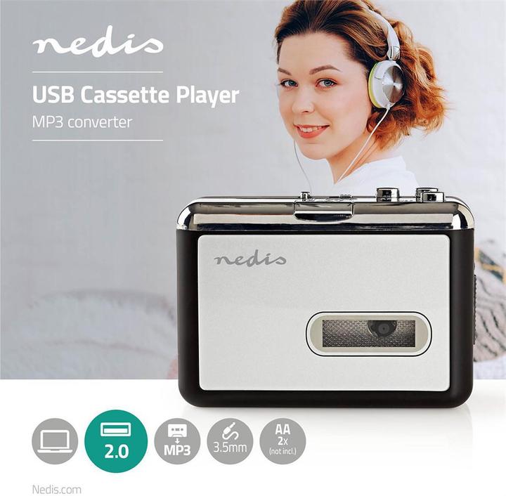 Image du produit Nedis Convertisseur USB portable de cassettes en MP3 - Convertissez des cassettes au format MP3 - Avec