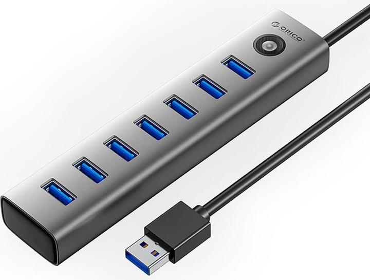 Actual product image Orico Converter CL7U-U3 hub 7x USB-A 3.0 + USB-C 5V/3A 1m - gray (USB-C, 7 Ports)