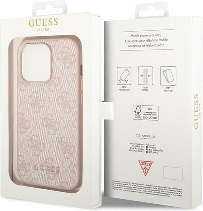 Actual product image Guess GUHCP14LG4GFPI iPhone 14 Pro 6.1" różowy/pink hard case 4G Metal Gold Logo (Apple iPhone 14 Pro)