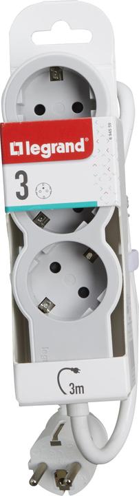 Immagine prodotto Legrand Nastro di presa piatto 3x presa, cavo di 3 metri bianco-grigio 694559 (3 x, CEE, CEE 7/3, 3 m)