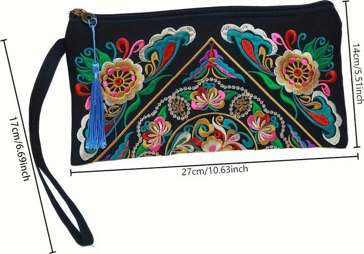 Image du produit Only-Bags.Store 1 Stück Bohemian bestickte Kupplung Geldbörse, Boho-Stil Armband, Mode-Accessoire, Polyester