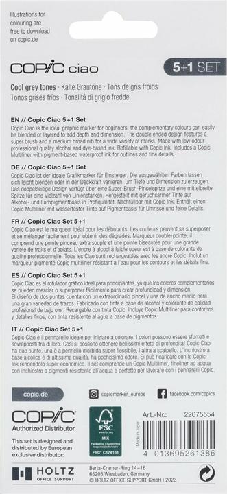 Actual product image Copic Grey tones (Grey, 3 mm, 6 x)