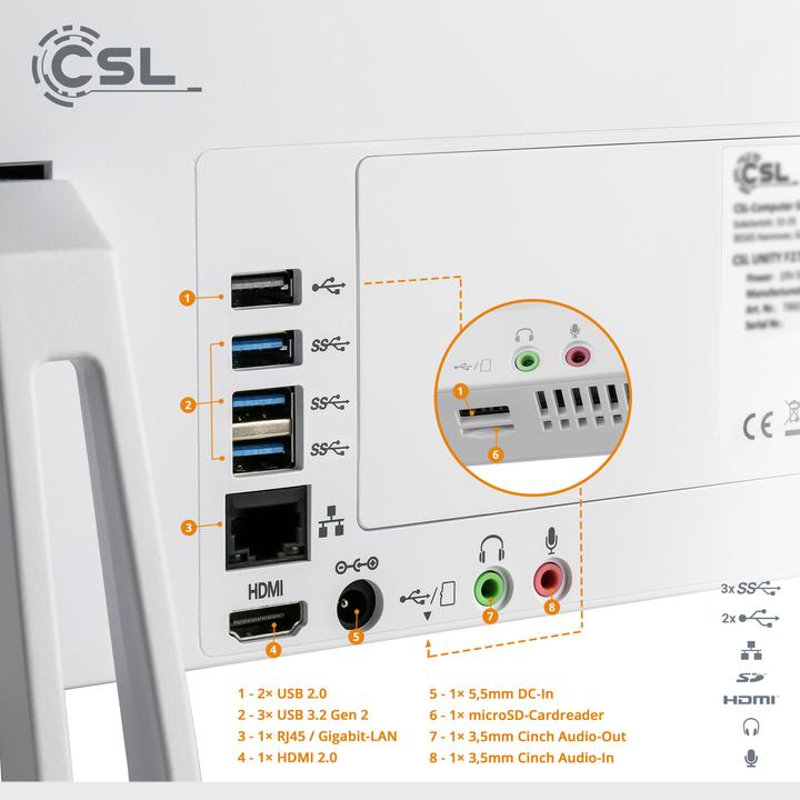 Actual product image CSL All-in-One-PC Unity F27W-ALS 512 GB 8 GB RAM Win 11 Pro (Intel N200, 8 GB, 512 GB, Intel UHD Graphics)