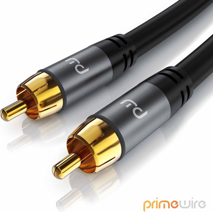 Actual product image Primewire RCA subwoofer cable coaxial cable - cinch cable 1x cinch RCA plug to 1x cinch RCA plug audio cable (10 m, Cinch)