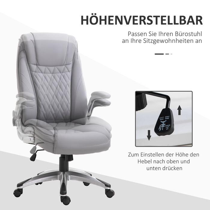Produktbild Swisshandel24 Bürostuhl Ergonomisch mit Wippfunktion mit Kopfstütze und gepolsterte Armlehnen Kunstleder Grau