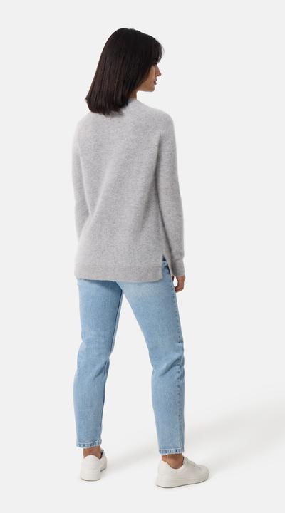 Produktbild Cash-Mere Brushed Kaschmir Rundhals Pullover mit Seitenschlitzen (M)