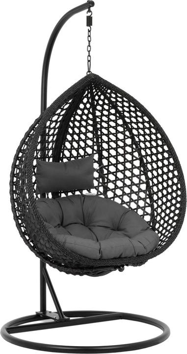 Produktbild Uniprodo Outdoor-Hängesessel mit Gestell Hängesessel Garten faltbar schwarz/grau 150 kg (150 kg)