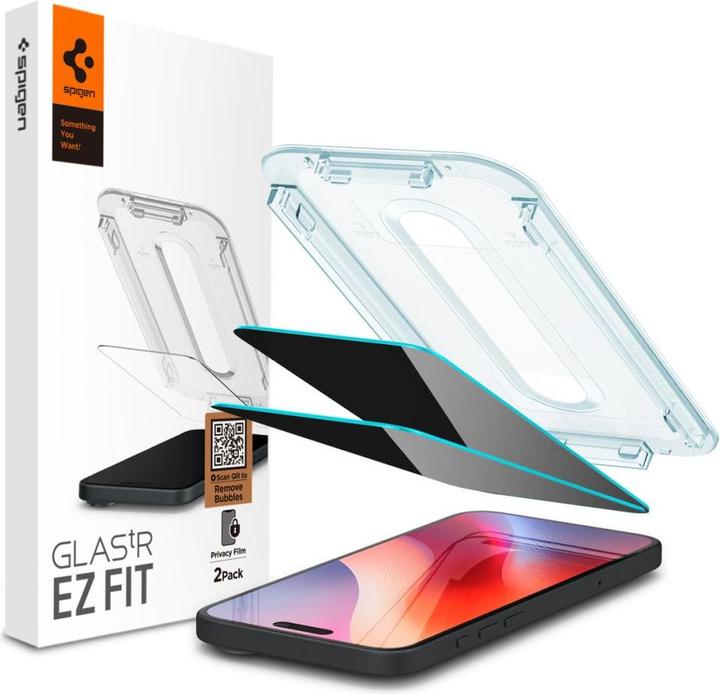 Spigen Glas.Tr ”Ez Fit” 2-Pack forfor iPhone 16 Pro Max 6,3" privacy (2 Piece, Apple iPhone 16 Pro Max)