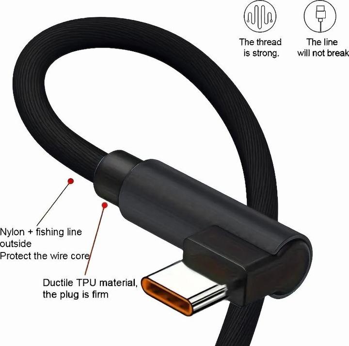 Produktbild Cbx 90 Grad Winkel Ladekabel USB-C / USB-A, 30cm (0.30 m)