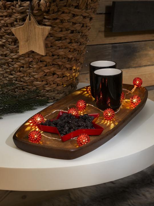 Image du produit Konstsmide Guirlande lumineuse décorative LED, petites boules métalliques rouges (1.20 m)