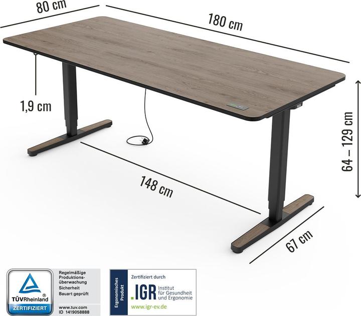 Produktbild Yaasa Desk Pro (180 x 80 cm)
