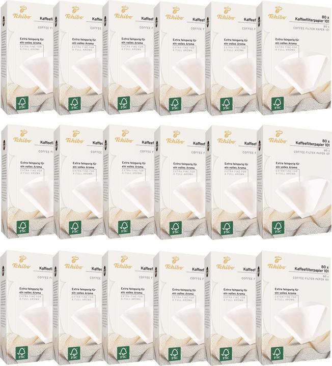 Produktbild Tchibo Kaffeefilter Grösse 101 Grosspackung 1440 Stück, 18x80 Filtertüten, weiss