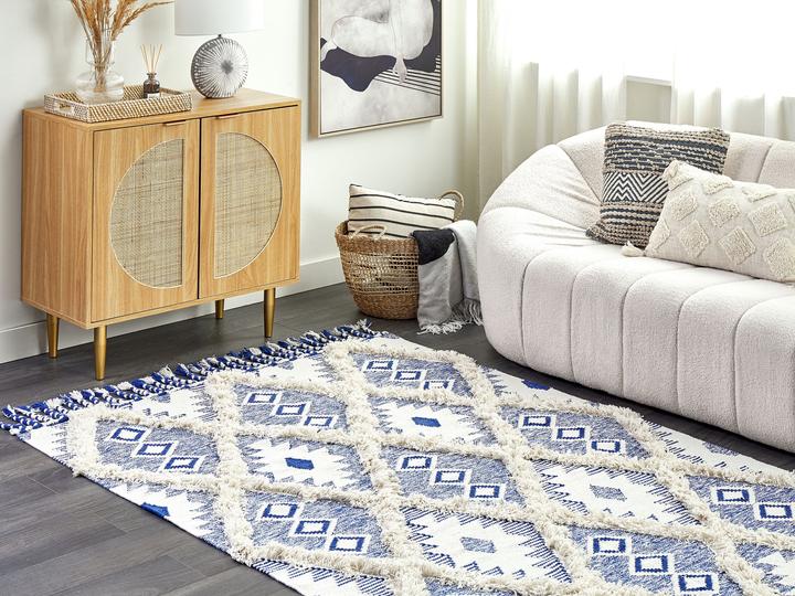 Immagine prodotto Beliani Tappeto in cotone 140 x 200 cm Beige e Blu MANAVGAT Lumarko. (140 x 200 cm)
