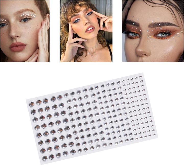 Image du produit Noya Strass autocollants pour le visage et le corps - argent (220 pièces, décoration de festival)