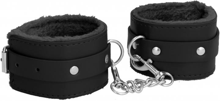 Actual product image Ouch! Plush Leather Handcuffs Black