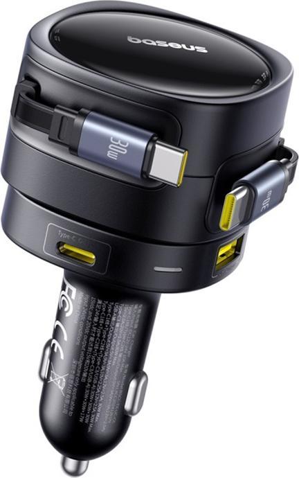 Actual product image Baseus Enjoyment Max Car Charger C+C Cables & U+C Ports 90W Cosmic Black