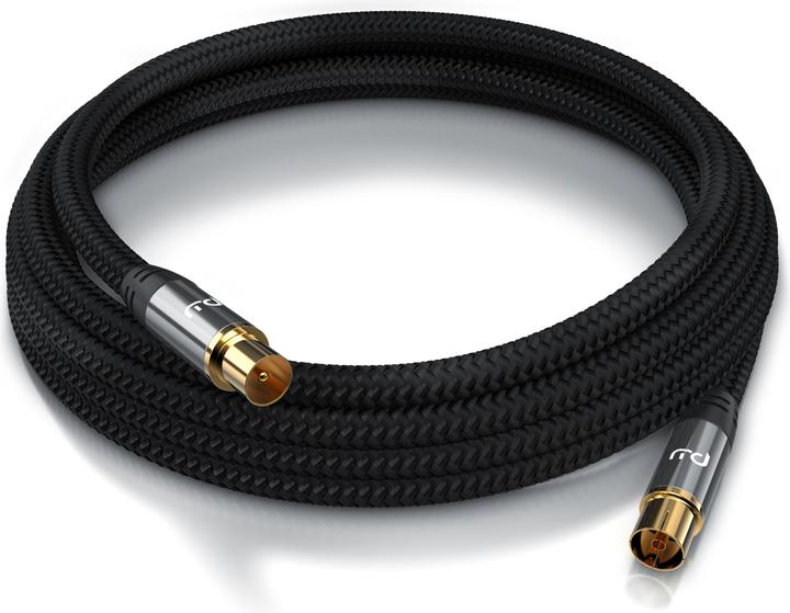 Primewire HDTV Antennenkabel mit Braiding, Premium Koaxialkabel 75 Ohm / 135 dB, TV Kabel, 4K HDTV, DVB-T DAB (135 dB, Antennenkabel)