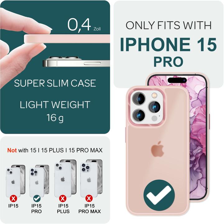 Immagine prodotto Nalia Manica ibrida opaca trasparente smerigliata (Apple iPhone 15 Pro)