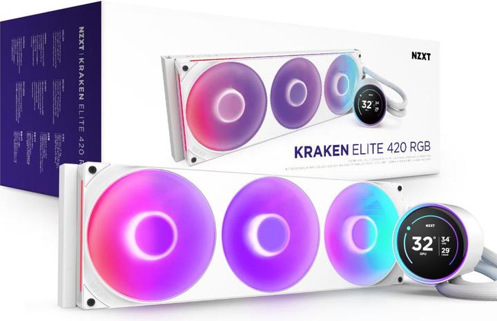 Actual product image NZXT Kraken Elite 420 RGB 420 mm (weiss)