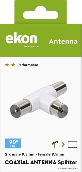 Image du produit Ekon Séparateur d'antennes coaxial avec deux sorties mâles (Câble d'antenne)