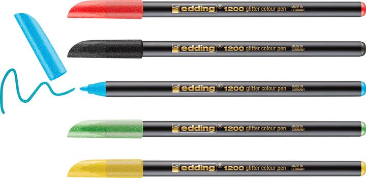 Produktbild Edding 1200 glitzer Fasermaler 5er-Set basic (Mehrfarbig, 5 x)