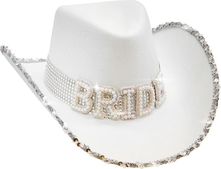 Image du produit Widmann Chapeau de cowboy blanc "mariée" avec décoration de perles