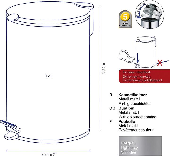 Produktbild Kela Treteimer Mats hellgrau (12 l)