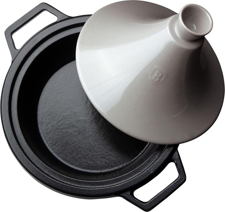 Actual product image BerlingerHaus "Tajin" 2L | enamelled cast iron casserole 22 × 7.5cm (h-25cm with ceramic lid) Moonli (22 cm, Tajine pot, Cast iron)