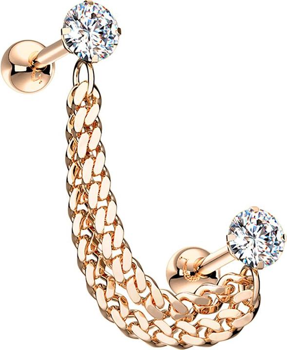 Immagine prodotto Star Piercing Micro Barbell rosegold mit Kristall und Anhänger Kette (Acciaio chirurgico 316L, Ottone)