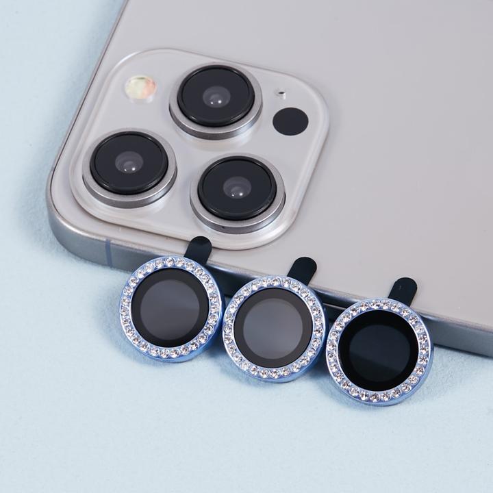 Actual product image Ueli Express Glitter camera armoured glass lens protector (1 Piece, Apple iPhone 15 Pro, Apple iPhone 15 Pro Max)