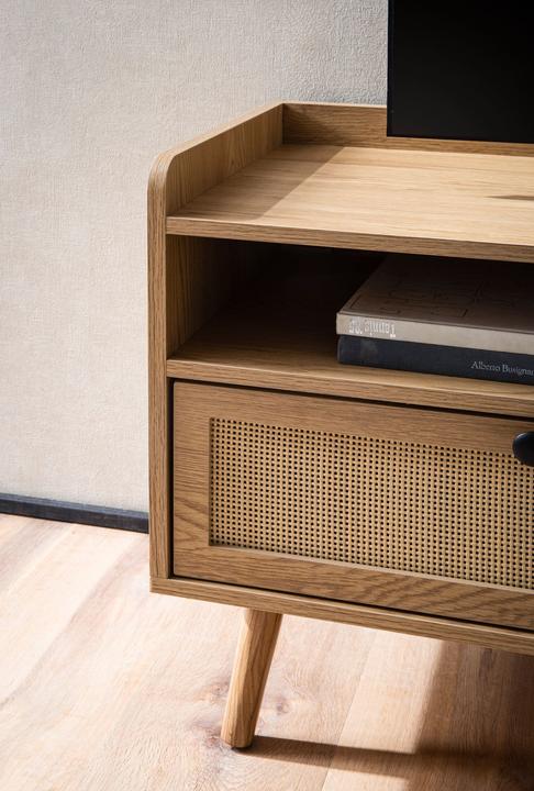 Immagine prodotto FineBuy Lowboard Fernsehkommode 120 cm TV Schrank Schublade Rattan Stauraum (120 x 39 x 56 cm)