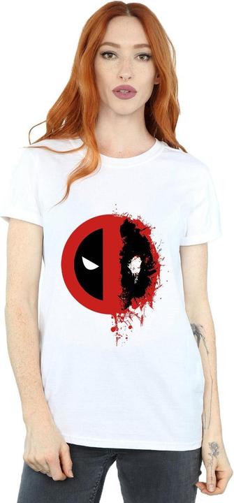 Actual product image Womens/Ladies Deadpool Split Splat Logo Cotton Boyfriend T-Shirt (3XL)