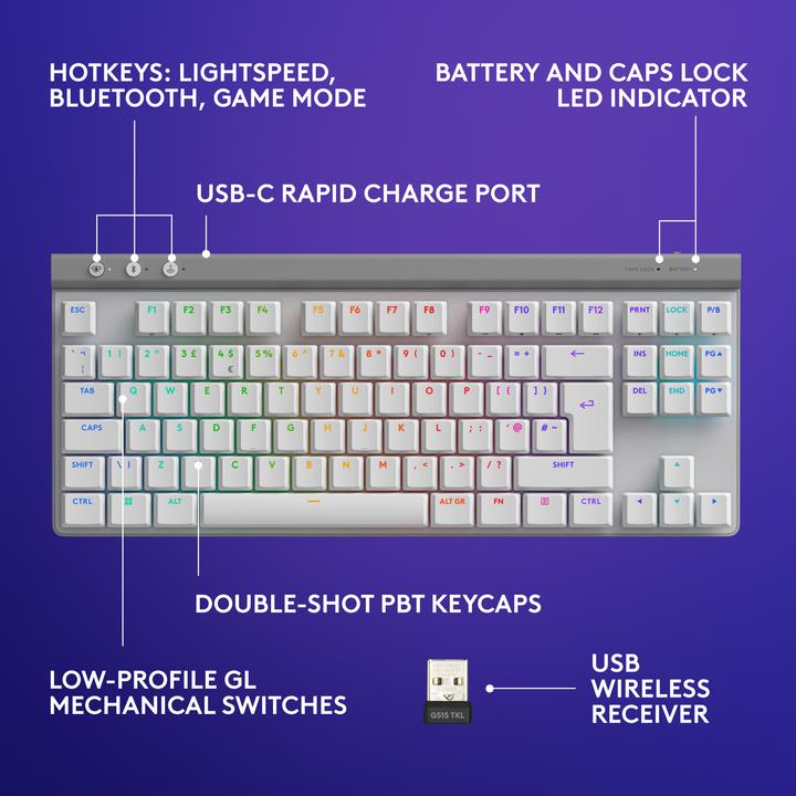 Immagine prodotto Logitech G515 Lightspeed (Ing. Int., Senza fili, Cablato)
