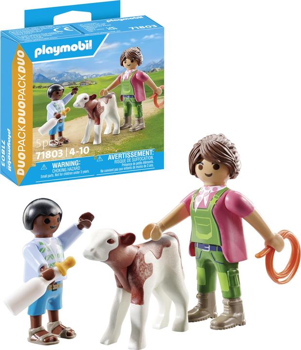 Produktbild Playmobil 71803 Bäuerin mit Kind und Kalb (71803)